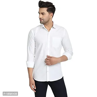 Men's Regular Fit Full Sleeve Cutway Collar Summer Wear Cotton Plain Shirt Whirt-thumb0