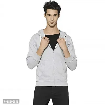 Men's Regular Fit Full Sleeve Two Side Pocket Winter Wear Hooded Neck Sweatshirt (Grey)-thumb0