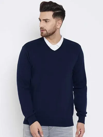 ZAKOD Men's Plain V-Neck 100% Wool and Winter wear Full Sleeve Sweater for Men/All Colours & Sizes Available M=38,L=40 XL=42
