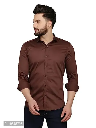 Men's Regular Fit Full Sleeve Cotton Cutway Collar Summer wear Plain Forrmal Shirt Attractive Color  Size:-M,L.XL-thumb0