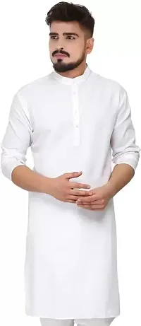 ZAKOD Men's Regular Fit Full Long Sleeve Cotton Mandarian Collar Knee Length Kurta Available Size:-M,L,XL,Multicolor