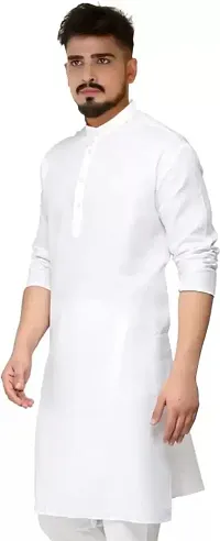 Men's Regular Fit Cotton Mandarin Collar Full Sleeves Ethnic Knee Long Length Kurta for Festival, Wedding, Party Available Size:-M,L,XL-thumb2