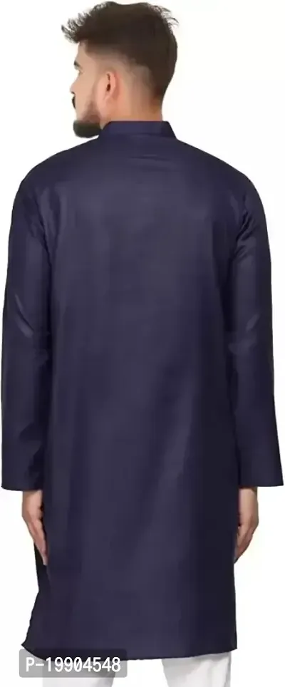 Men's Regular Fit Cotton Mandarin Collar Full Sleeves Ethnic Knee Long Length Kurta for Festival, Wedding, Party Available Size:-M,L,XL-thumb2