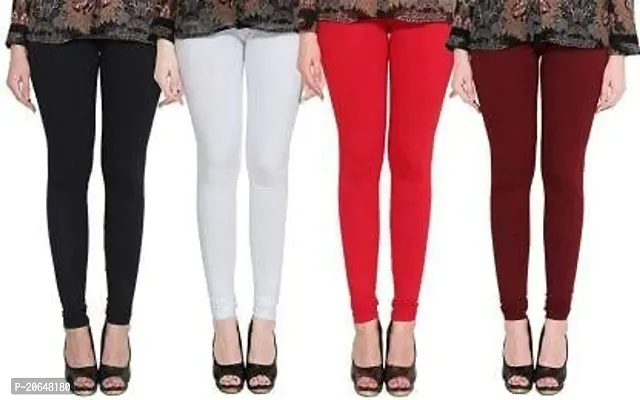 Women's Churidar Leggi Regular Fit Full Length For Free Size Cotton For Summer Wear Pack of -4