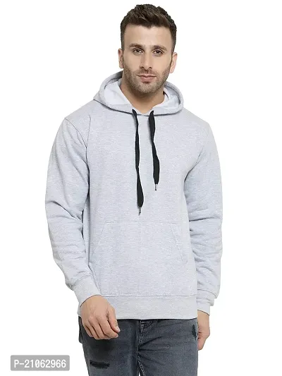 Men's Regular Fit Full Sleeve Winter Wear Fleece Hoodie (Grey)-thumb0
