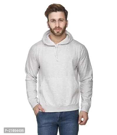 Men's  Regular Fit Full Sleeve Winter Wear Fleece Cowl Round Hoddie  (Light grey)