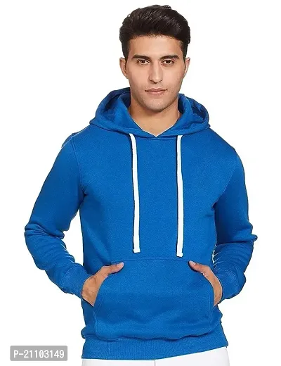 Men's Regular Fit Full Sleeve Cowl Neck Hoodie (Blue)