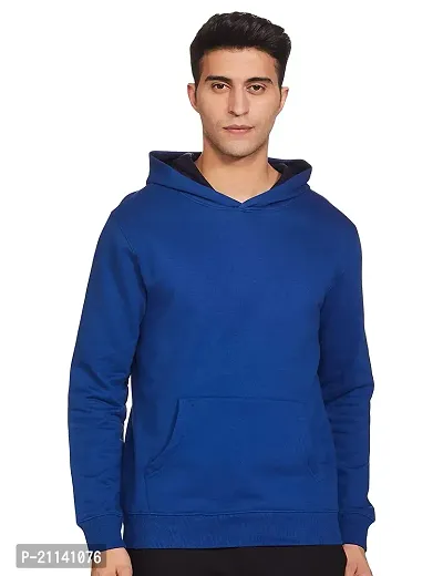 Men's Regular Fit Full Sleeve Winter Wear Fleece Hoodie (Blue)