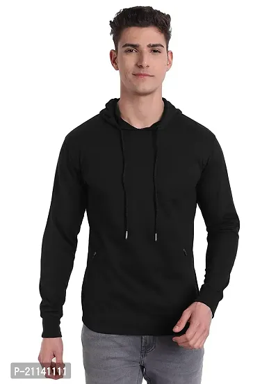 Men's Regular Fit Full sleeve Winter wear Fleece Hoodie(Black)-thumb0