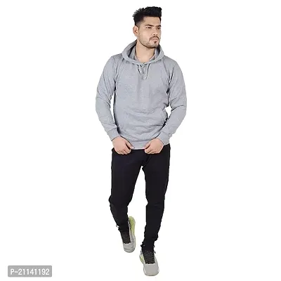 Men's Regular Fit Full Sleeve Winter Wear Fleece Hoodie (Light Grey)