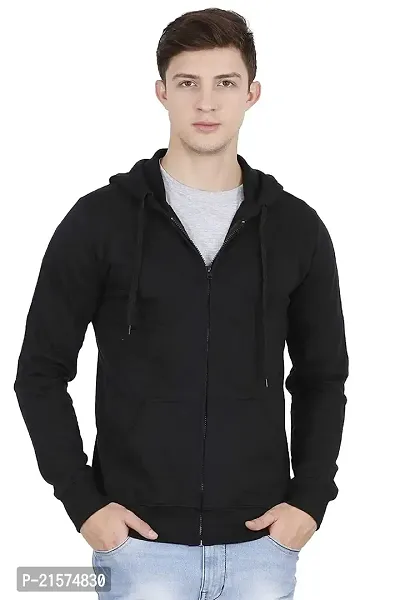 Men's Regular Fit Full Sleeve Winter Wear Zipper Sweater (Black)-thumb0