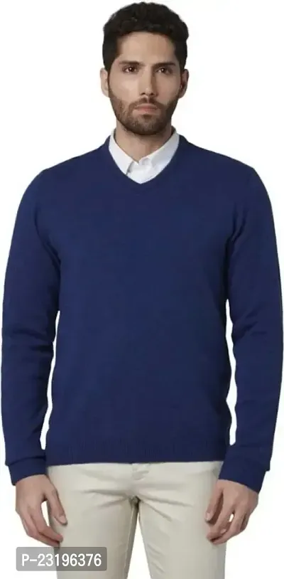 Mens Regular Fit Full Sleeve Plain V-Neck Sweater