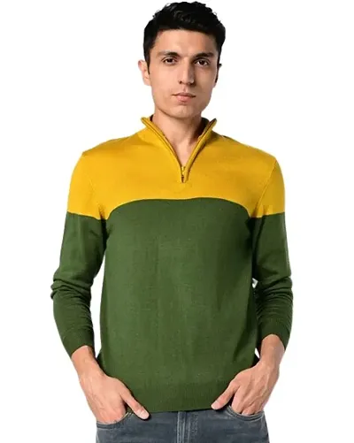 Men's Regular Fit Full Sleeve Winter Wear Half Zip SweaterShirt