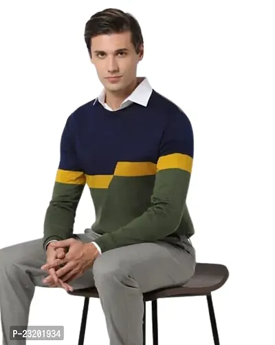 Men's Regular Fit Full Sleeve Winter Wear Strip Dseinger Sweater-thumb0