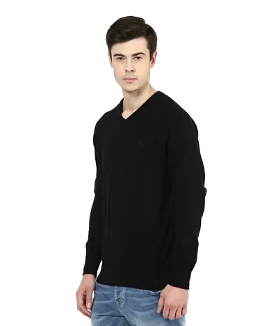 ZAKOD Plain Black Sweater for Casual Wear (Black, Large)
