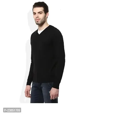 Men's Regular Fit Full Sleeve Winter Wear Wool Sweater Plain V-Neck.-thumb0