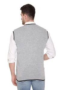 Men's Regular Fit Half Sleeve Desinger Light Grey Sweater-thumb1