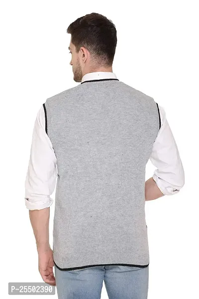 Men's Regular Fit Half Sleeve Desinger Light Grey Sweater-thumb2