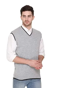 Men's Regular Fit Half Sleeve Desinger Light Grey Sweater-thumb2
