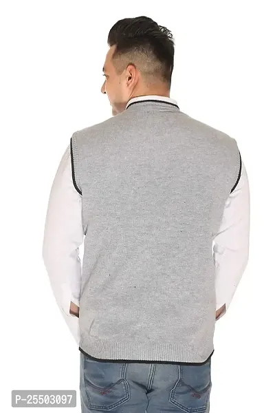 Men's Regular Fit Half Sleeve Desinger Sweater (Light Grey)-thumb2