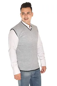 Men's Regular Fit Half Sleeve Desinger Sweater (Light Grey)-thumb2