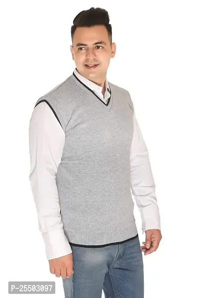 Men's Regular Fit Half Sleeve Desinger Sweater (Light Grey)-thumb3