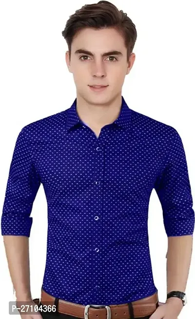 MensRegular Fit Full Sleeve Cotton Casual Wear Dot Printed Shirt