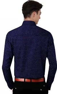 MensRegular Fit Full Sleeve Cotton Casual Wear Dot Printed Shirt-thumb2