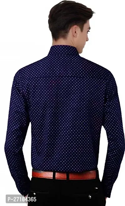 MensRegular Fit Full Sleeve Cotton Casual Wear Dot Printed Shirt-thumb3