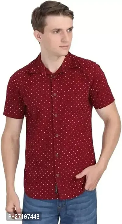 Mens Regular Fit Half Sleeve Summer Wear Dot Printed Casual Wear Shirt