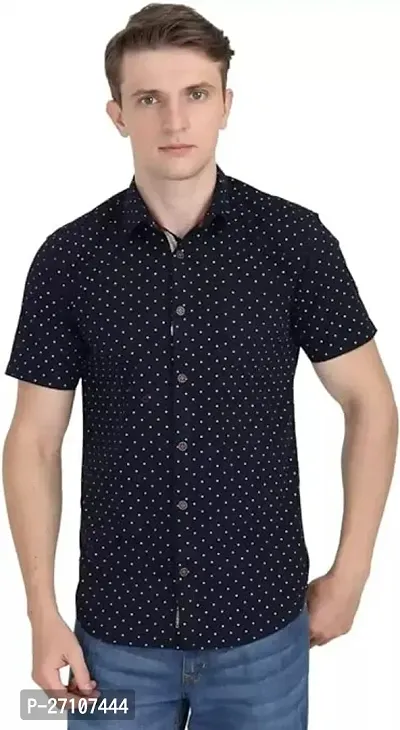 Mens Regular Fit Half Sleeve Summer Wear Dot Printed Casual Wear Shirt-thumb0