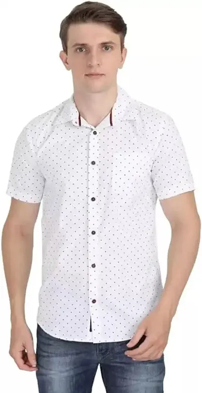 Men's Regular Fit Half sleeve Polka Dot Shirt