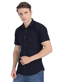 Mens Regular Fit Half Sleeve Summer Wear Dot Printed Casual Wear Shirt-thumb2