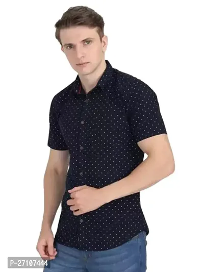 Mens Regular Fit Half Sleeve Summer Wear Dot Printed Casual Wear Shirt-thumb3