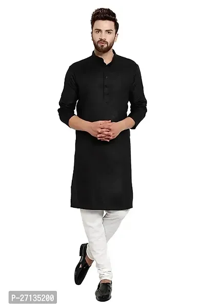 Mens Regular Fit Full Sleeve Cotton Summer Wear Long Kurta-thumb0