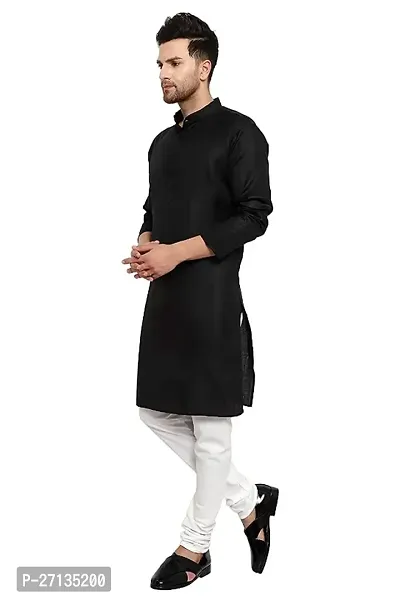 Mens Regular Fit Full Sleeve Cotton Summer Wear Long Kurta-thumb2