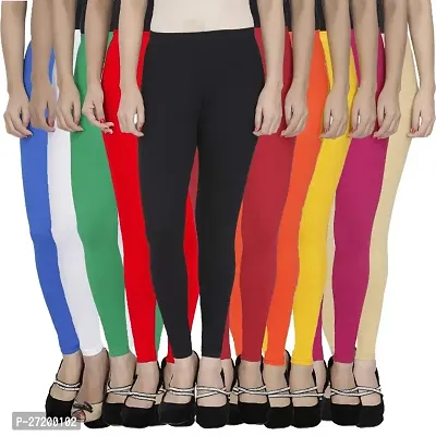 Classic Cotton Blend Solid Leggings for Women, Pack of 10