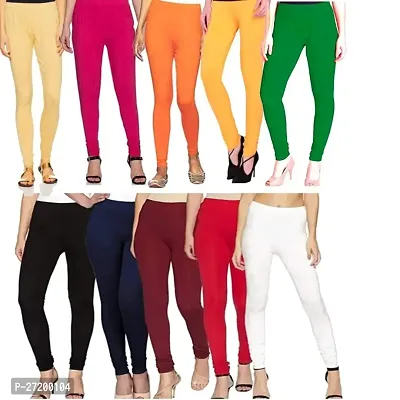 Classic Cotton Blend Solid Leggings for Women, Pack of 10