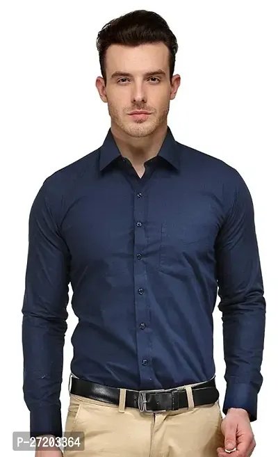 Stylish Cotton Blend Solid Formal Shirt For Men-thumb0