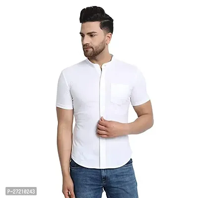 Mens Regular Fit Half Sleeve Cotton Summer Wear Plain Shirt-thumb0