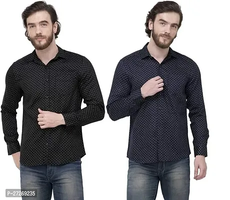 Men Cotton Long Sleeve Solid Formal Shirt Pack Of 2-thumb0