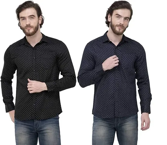 Men Cotton Long Sleeve Solid Formal Shirt Pack Of 2