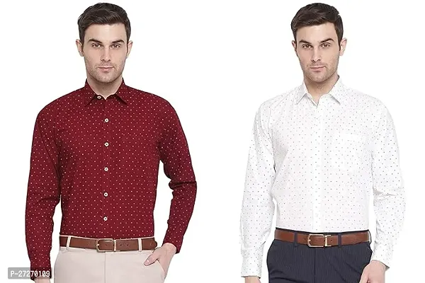 Men Cotton Long Sleeve Solid Formal Shirt Pack Of 2