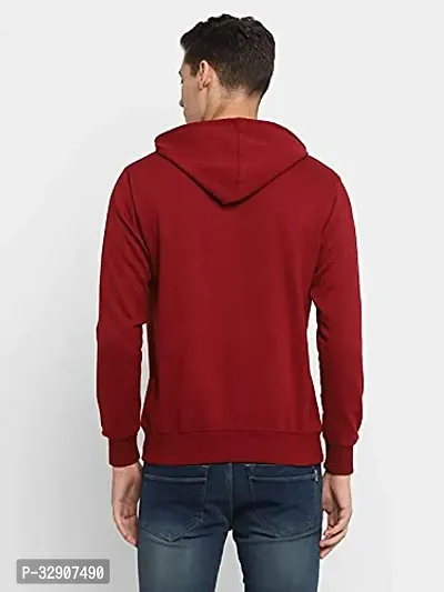 Men's Regular Fit Full Sleeve Winter Wear Maroon Hoddie Sweatshirt-thumb2