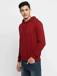 Men's Regular Fit Full Sleeve Winter Wear Maroon Hoddie Sweatshirt-thumb2