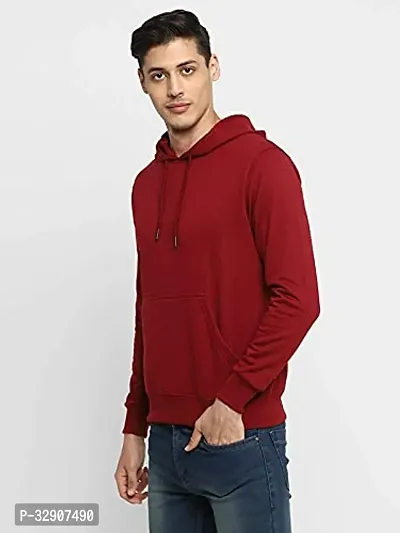 Men's Regular Fit Full Sleeve Winter Wear Maroon Hoddie Sweatshirt-thumb3