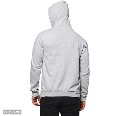 Men's Regular Fit Full Sleeve Winter Wear Grey Hoddie  Sweatshirt-thumb2