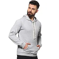 Men's Regular Fit Full Sleeve Winter Wear Grey Hoddie  Sweatshirt-thumb2