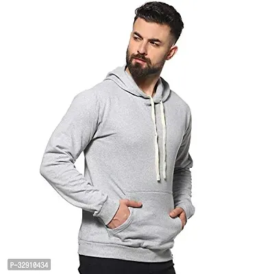 Men's Regular Fit Full Sleeve Winter Wear Grey Hoddie  Sweatshirt-thumb3