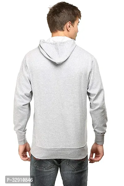 Men's Regular Fit Full Sleeve Winter Wear Grey Hoddie Sweatshirt-thumb2